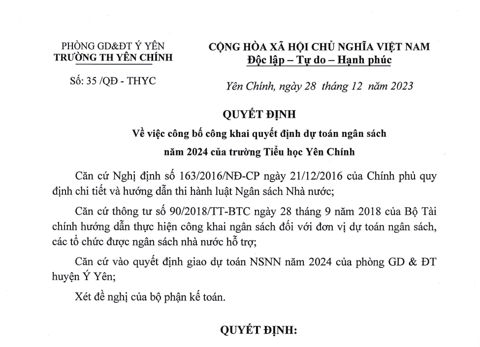 CÔNG KHAI NGÂN SÁCH 2024